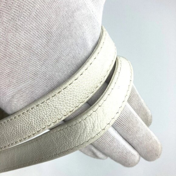 CHANEL Handbag Shoulder Travel Cabas Tote Bag Caviar Leather White - Picture 7 of 11